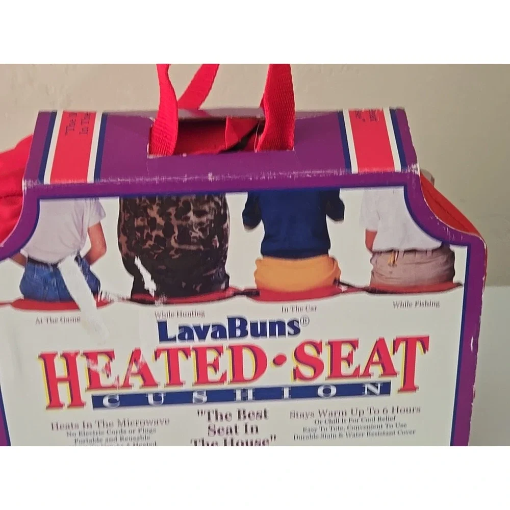 Lava Buns Heated Seat Cushion Microwavable Portable Red Hunting Stadium Bleacher